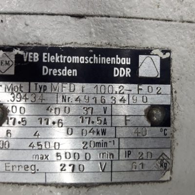 VEB Elektromotorenbau Gleichstrommotor MFD r 100.2-F02
