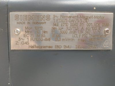 Siemens Servomotor 1FT5 072-0AF71-1-Z (mit Bremse)