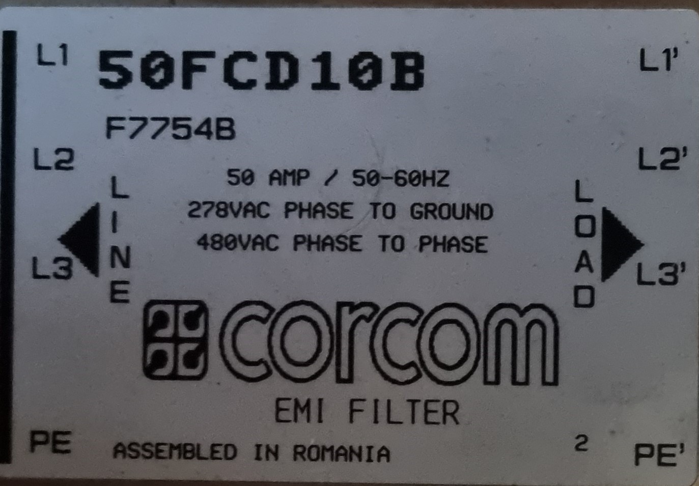 50FCD10B Corcom Dreiphasen-Filter